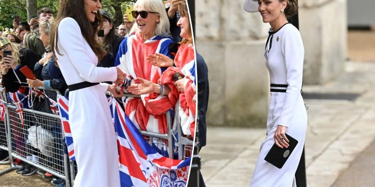 The Royal Fashion Diary! At Trooping the Colour, Kate Middleton looks stunning in a white Jenny Packham dress